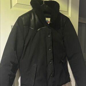 Penfield Black Puffer Jacket w/shearling and leather